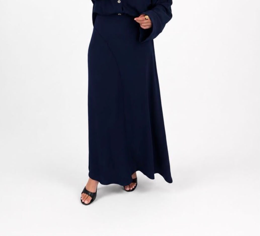 Jupe évasée avec surpiqûres Navy